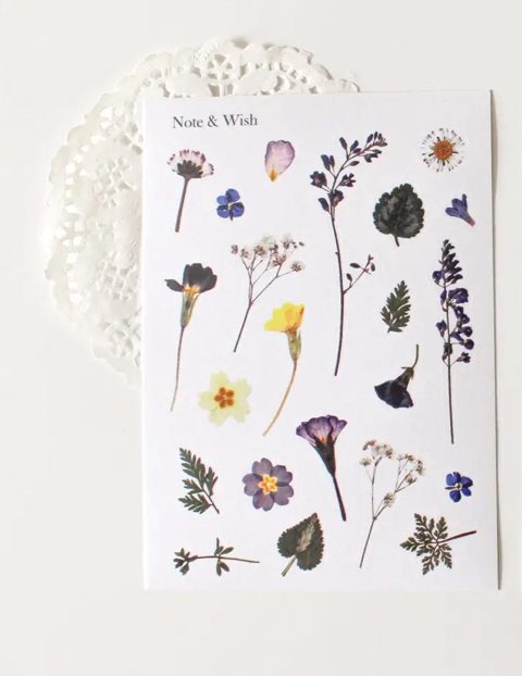 stickers pressed flowers