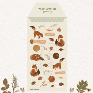 Note and Wish Cosy Woodland Autumn Stickers - Fox & Hedgehog Washi Sticker Sheet