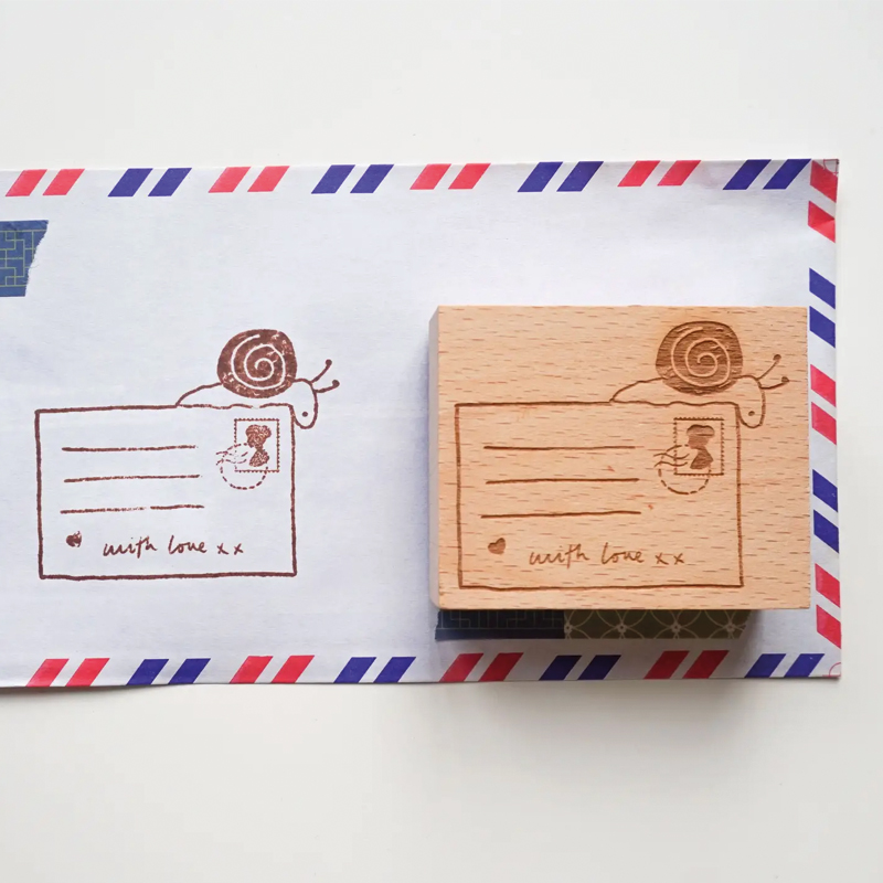 Note and Wish Snail Mail Postcard Rubber Stamp - Afbeelding 2