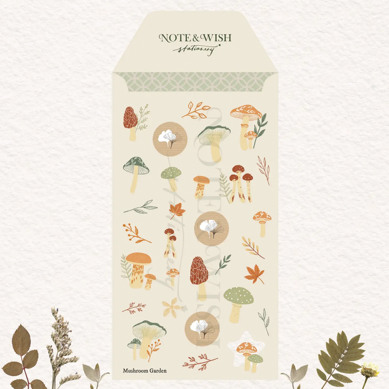 Note and Wish Mushroom Garden Washi Sticker Sheet