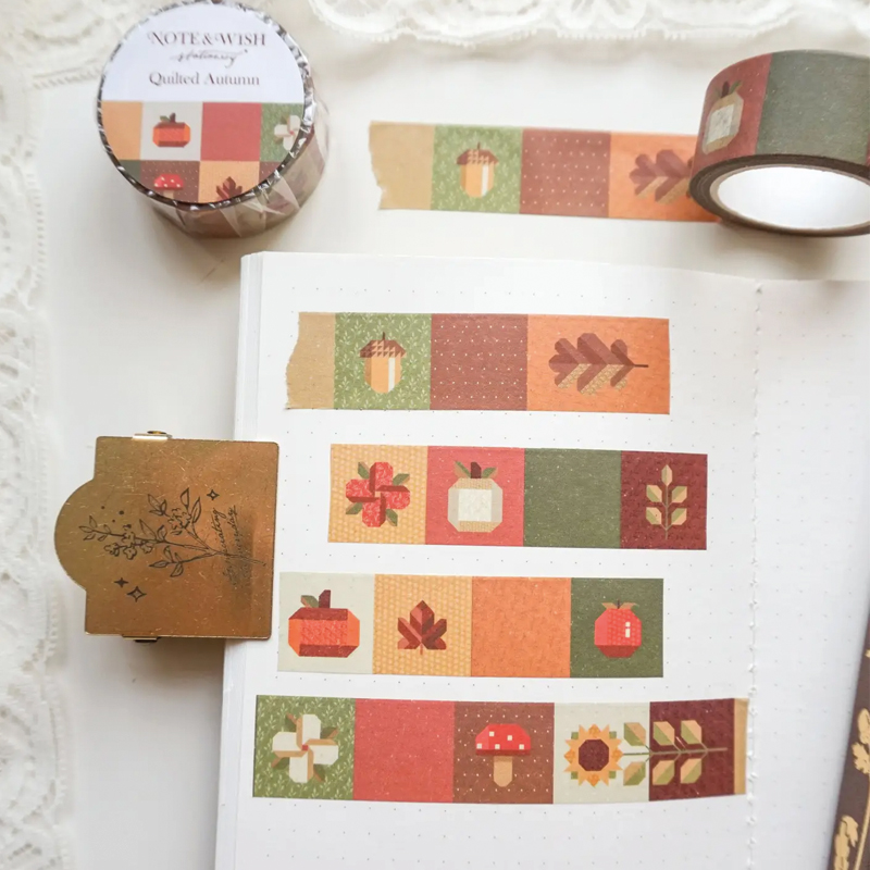 Note and Wish quilted autumn washi tape - Afbeelding 3