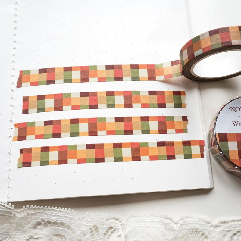 Note and Wish Autumn Check Washi Tape - Woven Comfort Washi Tape - Afbeelding 2